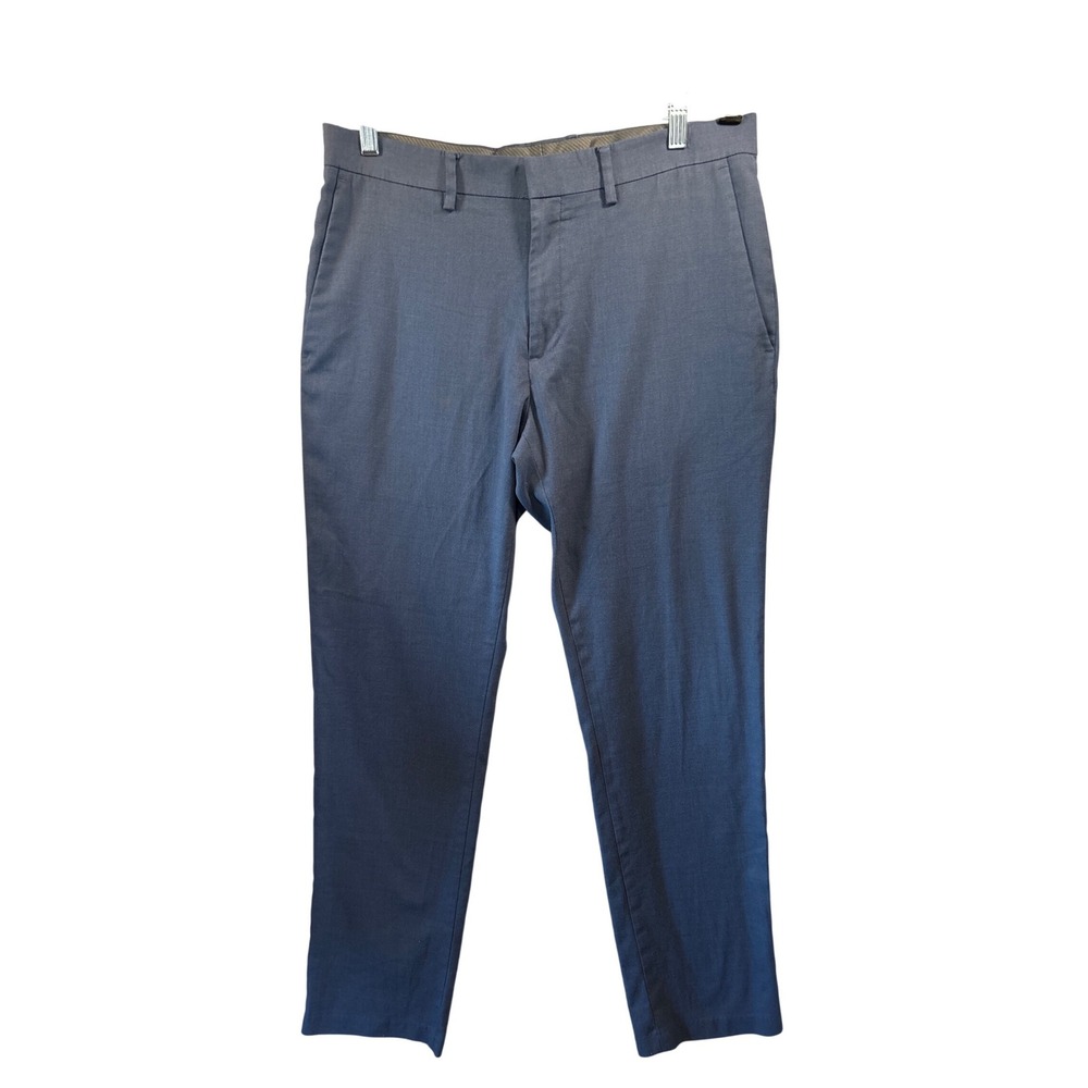 Reaction Kenneth Cole‎ Mens Blue Stretch Dress Pants 34x32 Flat Front Trousers